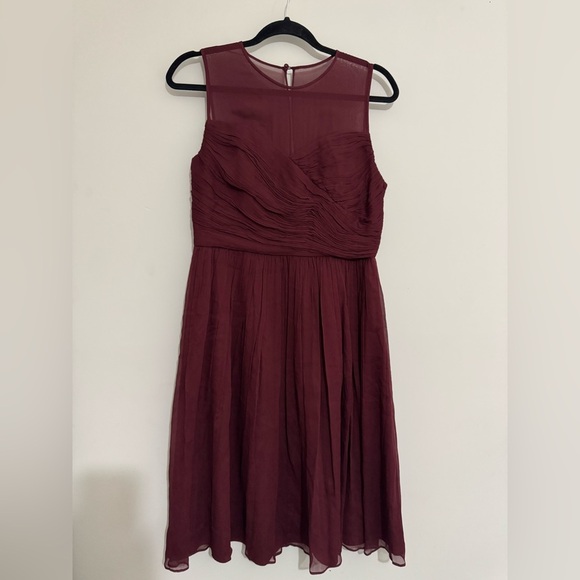 J. Crew Red Ruched Midi Dress V-Neck Sleeveless - Picture 2 of 13